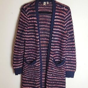 Anthropologie Meadow Rue Wasilla striped open cardigan sweater coat